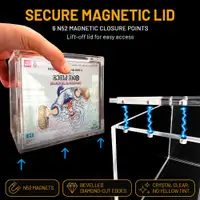 Magnetic lid lifting off the One Piece case holding a sealed booster box