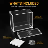 What's included: one clear acrylic case, microfiber cloth and anti-slip pads