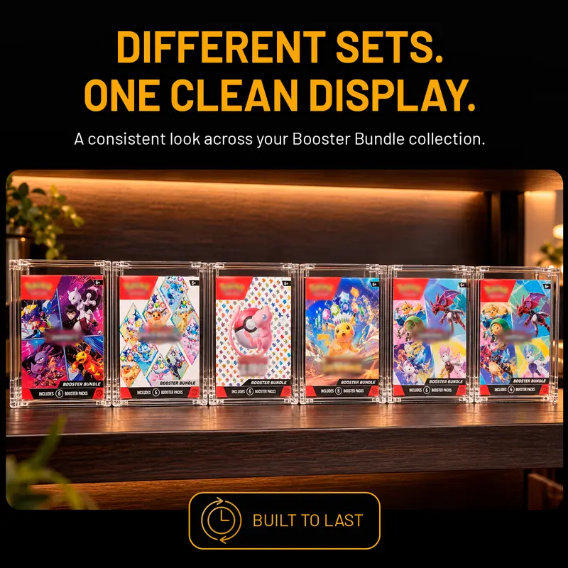 Pokémon booster bundles grouped by set in matching Slab Bunker cases