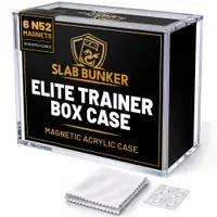 Slab Bunker Elite Trainer Box acrylic case next to its black retail box, with anti-slip pads